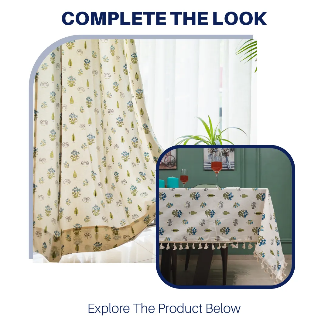 100% Cotton Room Darkening Curtain for Bedroom, Pack of 2 Curtains - Calico Blue