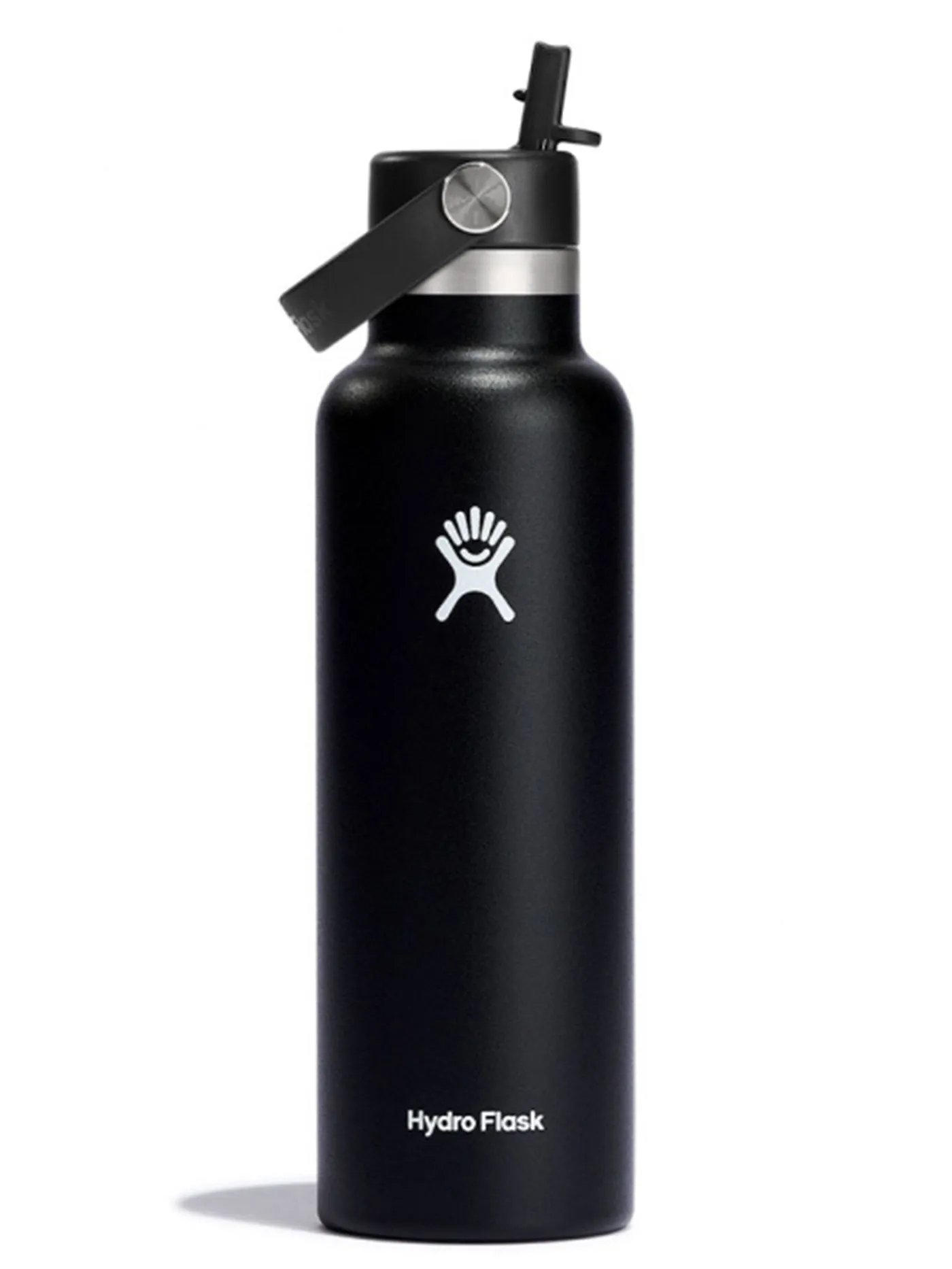 21oz Standard Mouth with Flex Straw Cap Black Bottle