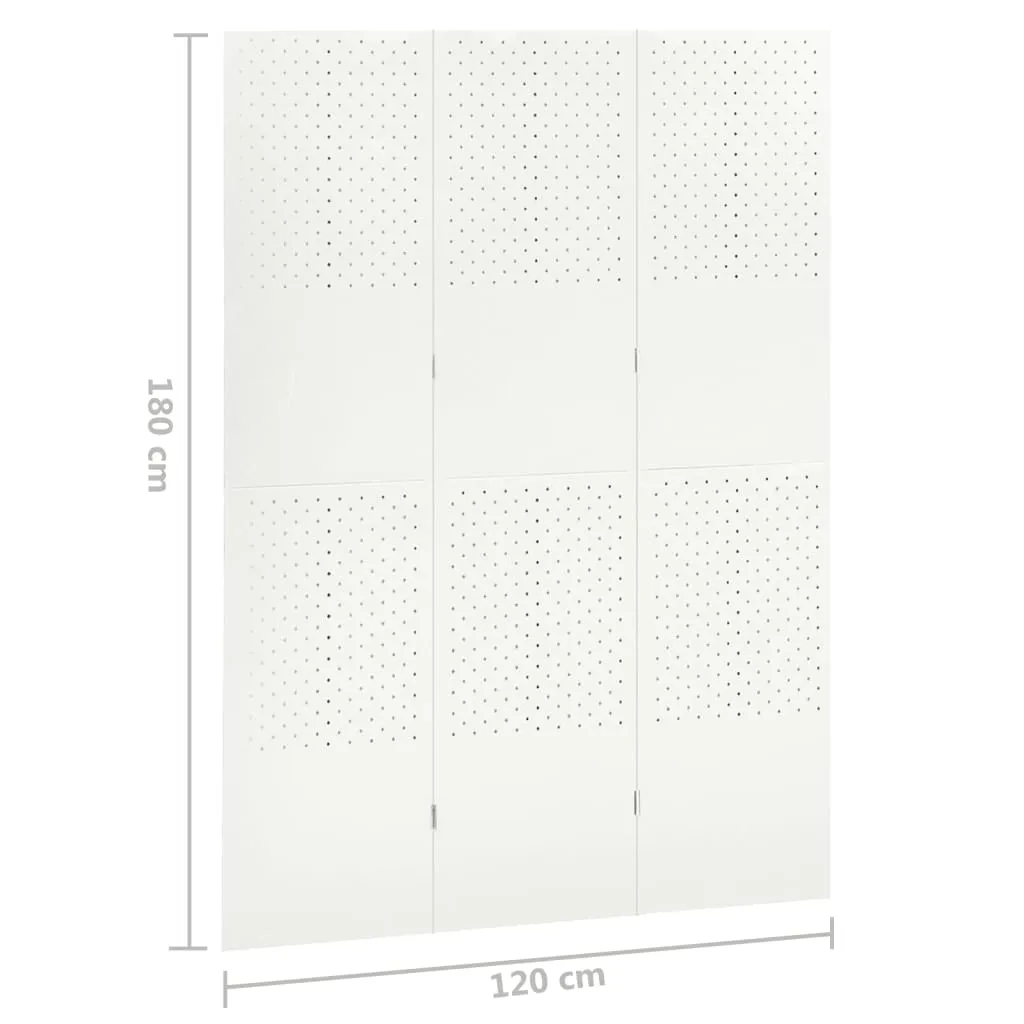 3-Panel Room Divider White 120x180 cm Steel
