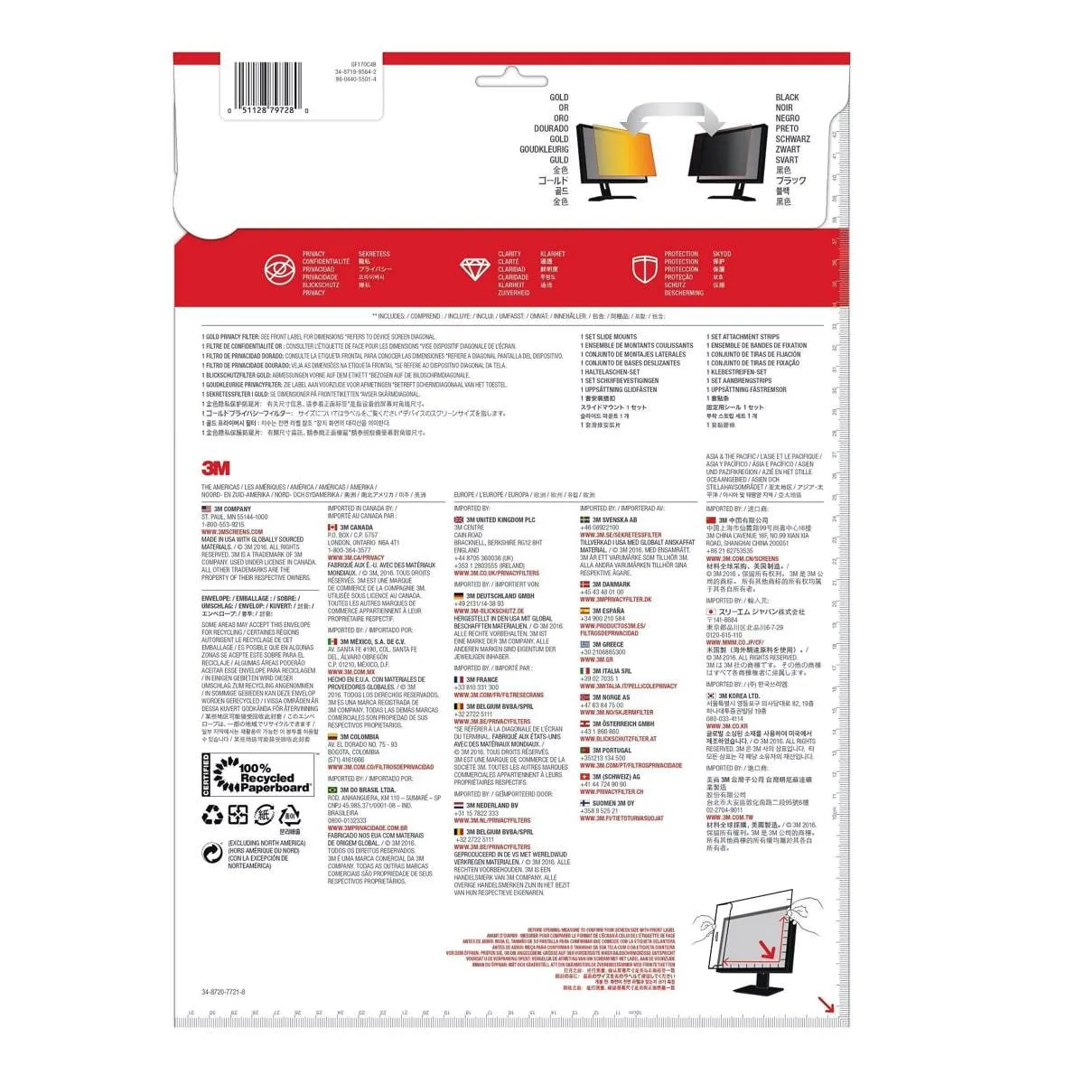 3M GPF17.0 Gold Desktop Privacy Filter 7280