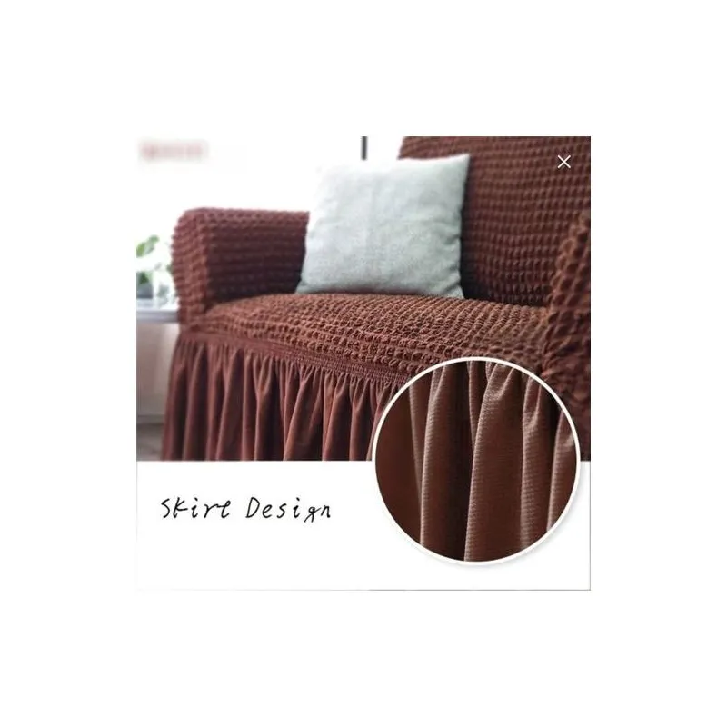 3Pcs Elastic Stretchable Universal Couch Cover Brown