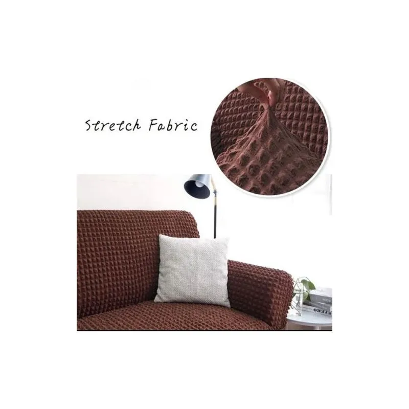 3Pcs Elastic Stretchable Universal Couch Cover Brown