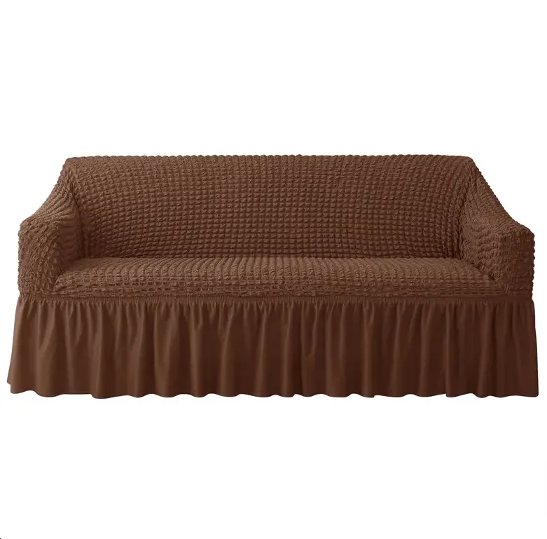 3Pcs Elastic Stretchable Universal Couch Cover Brown