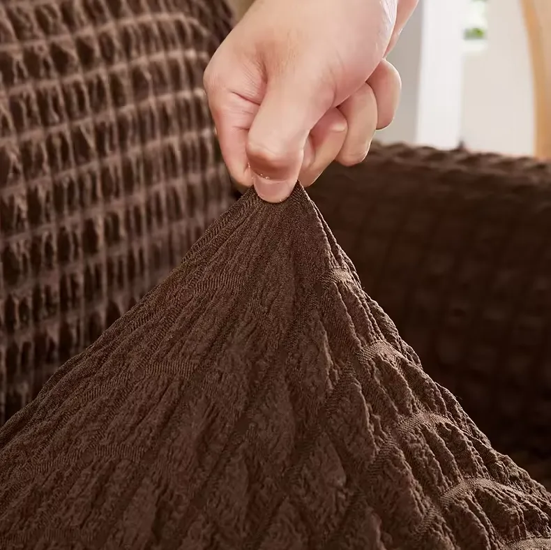 3Pcs Elastic Stretchable Universal Couch Cover Brown