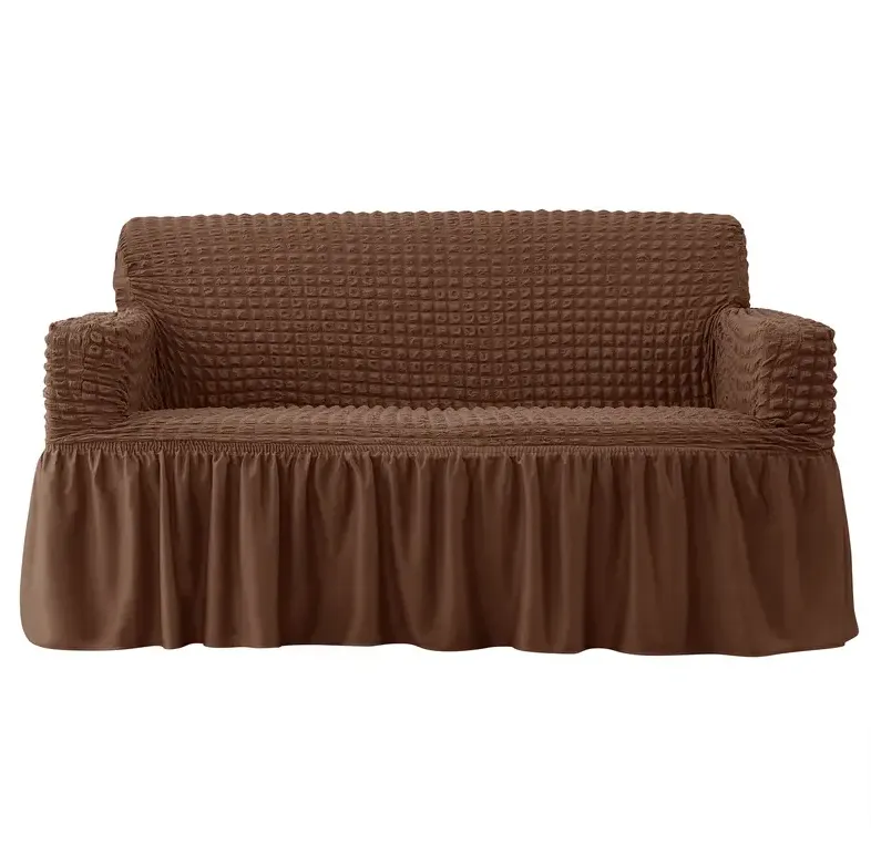 3Pcs Elastic Stretchable Universal Couch Cover Brown