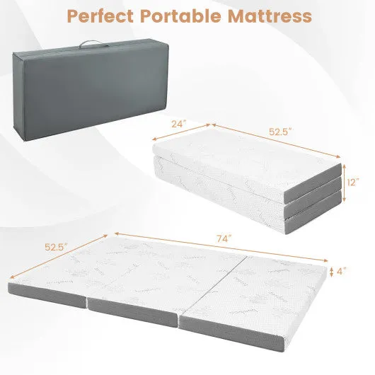 4 Inch Tri-fold Cool Gel Memory Foam Mattress-Full Size