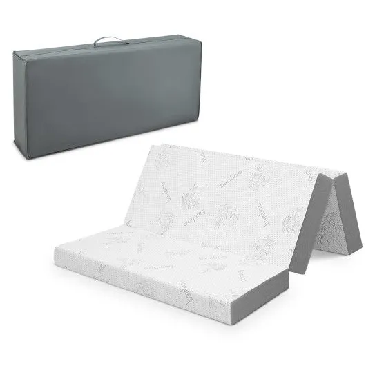 4 Inch Tri-fold Cool Gel Memory Foam Mattress-Full Size