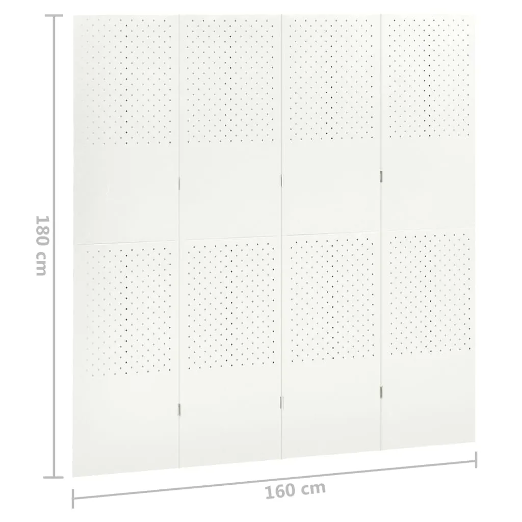 4-Panel Room Divider White 160x180 cm Steel