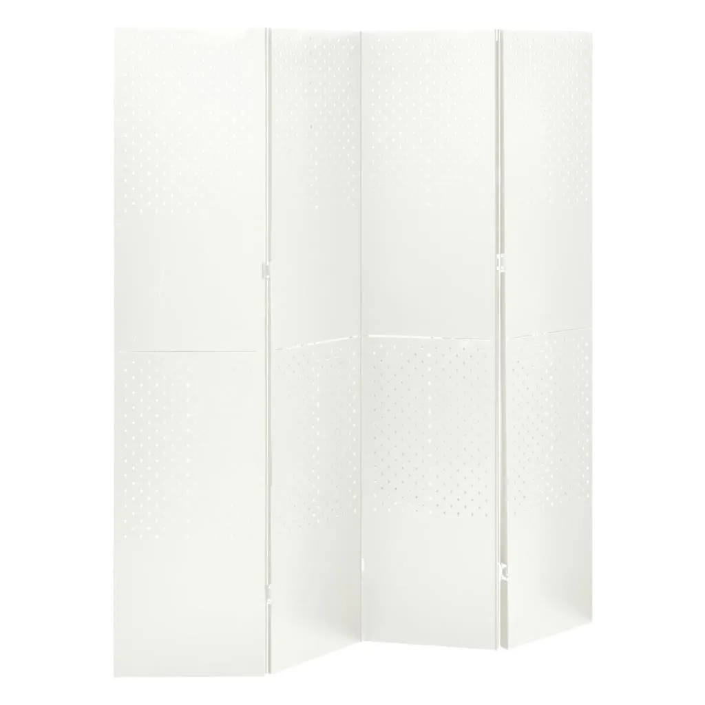 4-Panel Room Divider White 160x180 cm Steel