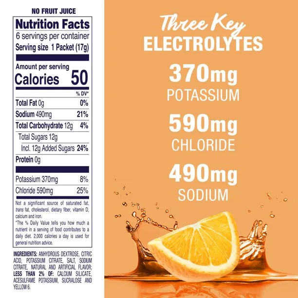 Abbott Pedialyte Rehydration Orange 6 Powder Packs 0.6Oz