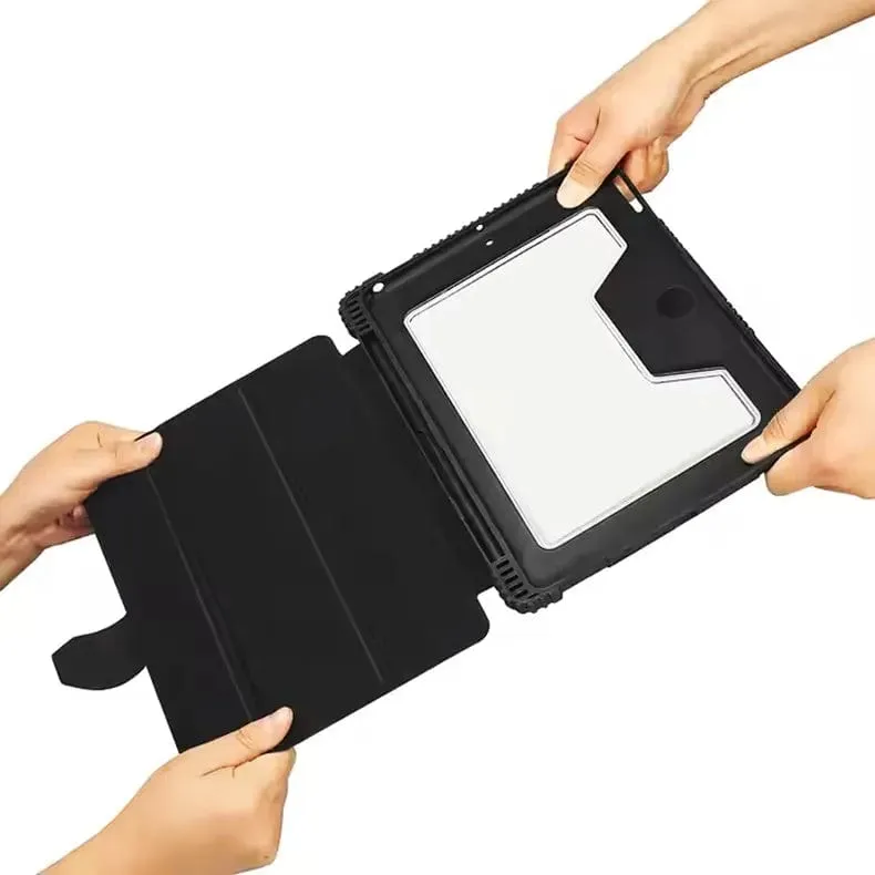 Anti-Slip Rugged TPU Hard PC Flip Leather Case For iPad