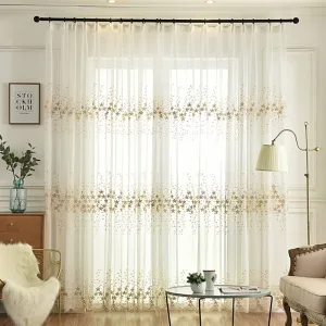 Ariadne Ivory Grommet Sheer Custom Embroidered Curtain