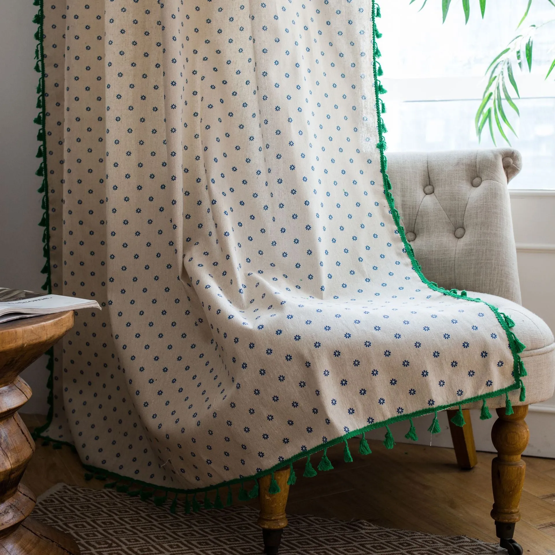 Azaria Ivory Boho Light Filtering Custom Curtain
