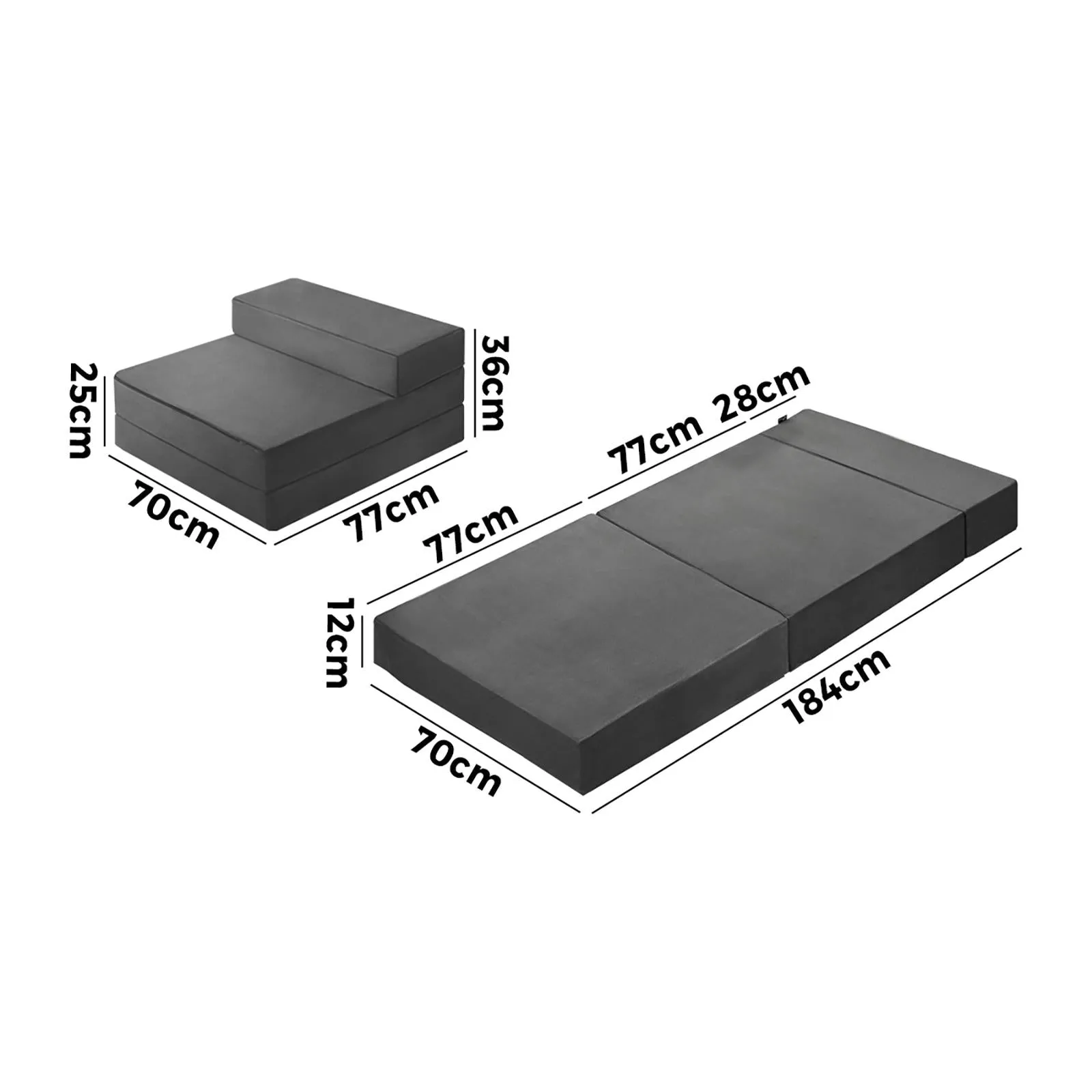 Bedra Foldable Foam Mattress Sofa Bed Portable Camping Cushion Floor Bed Single