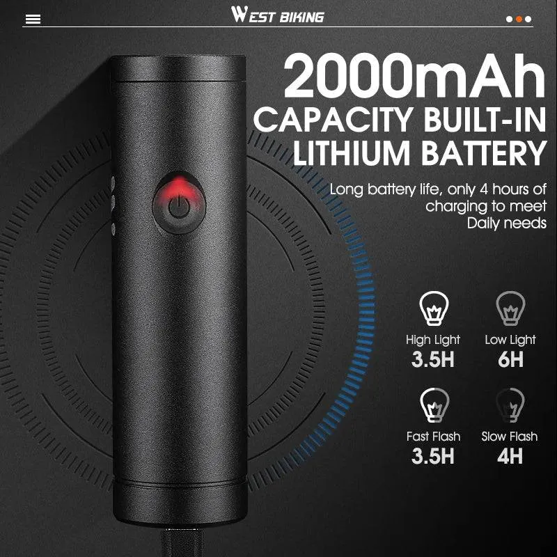 Bike Front Light Rainproof USB Rechargeable Bicycle Light 500LM Cycling Headlight LED 2000mAh Flashlight Bike Lamp