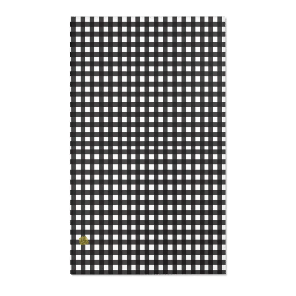 Black Buffalo Area Rug, White Black Buffalo Plaid Tartan Print Best Indoor Carpet-Printed in USA