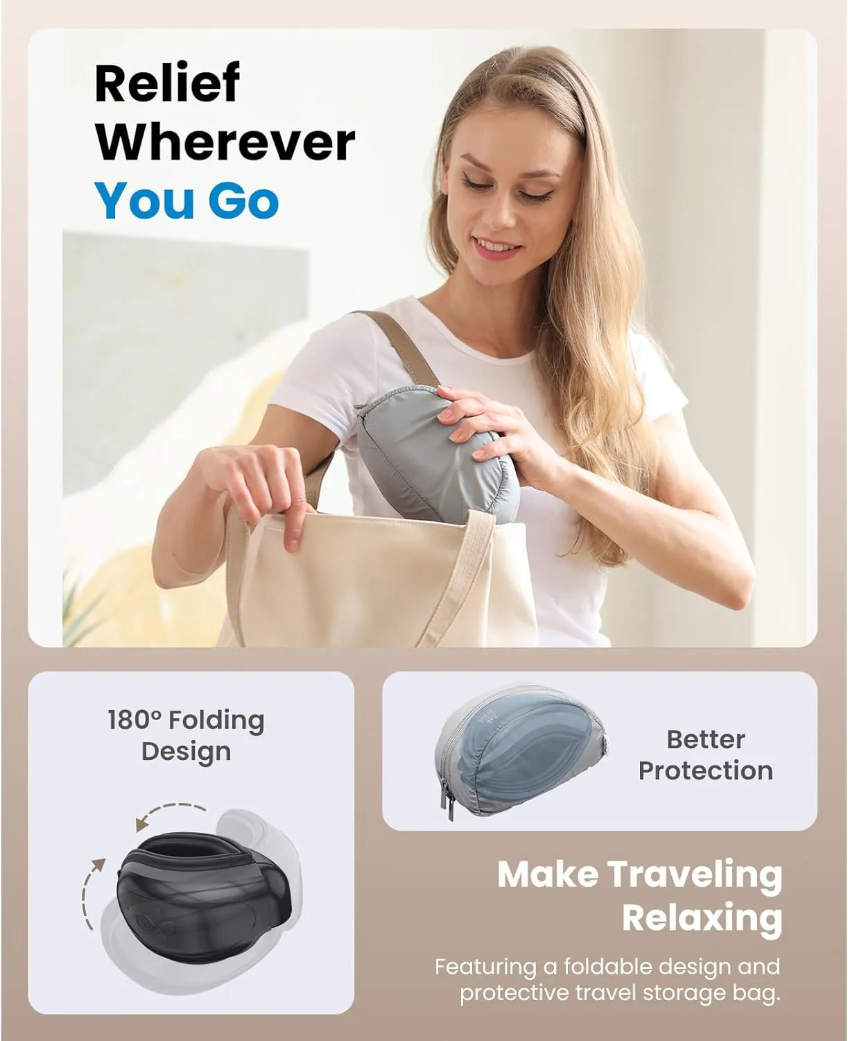 BOB AND BRAD Eye Massager with Heated Compression & Bluetooth Music for Eyes Relax Rejuvenate(Black)