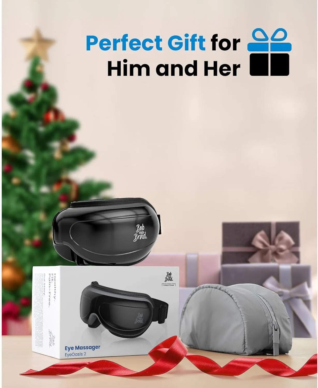 BOB AND BRAD Eye Massager with Heated Compression & Bluetooth Music for Eyes Relax Rejuvenate(Black)
