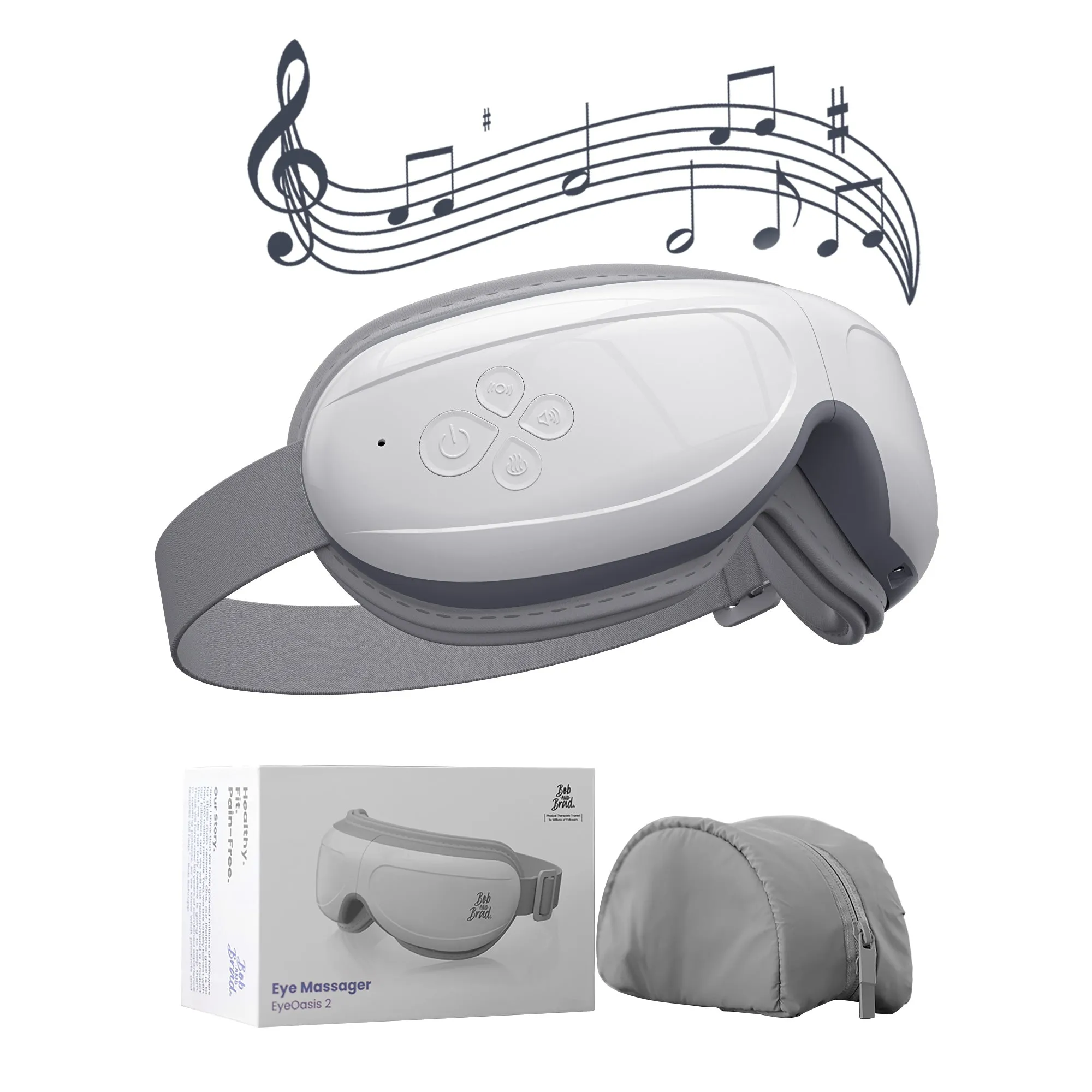 BOB AND BRAD Eye Massager with Heated Compression & Bluetooth Music for Eyes Relax Rejuvenate(White)