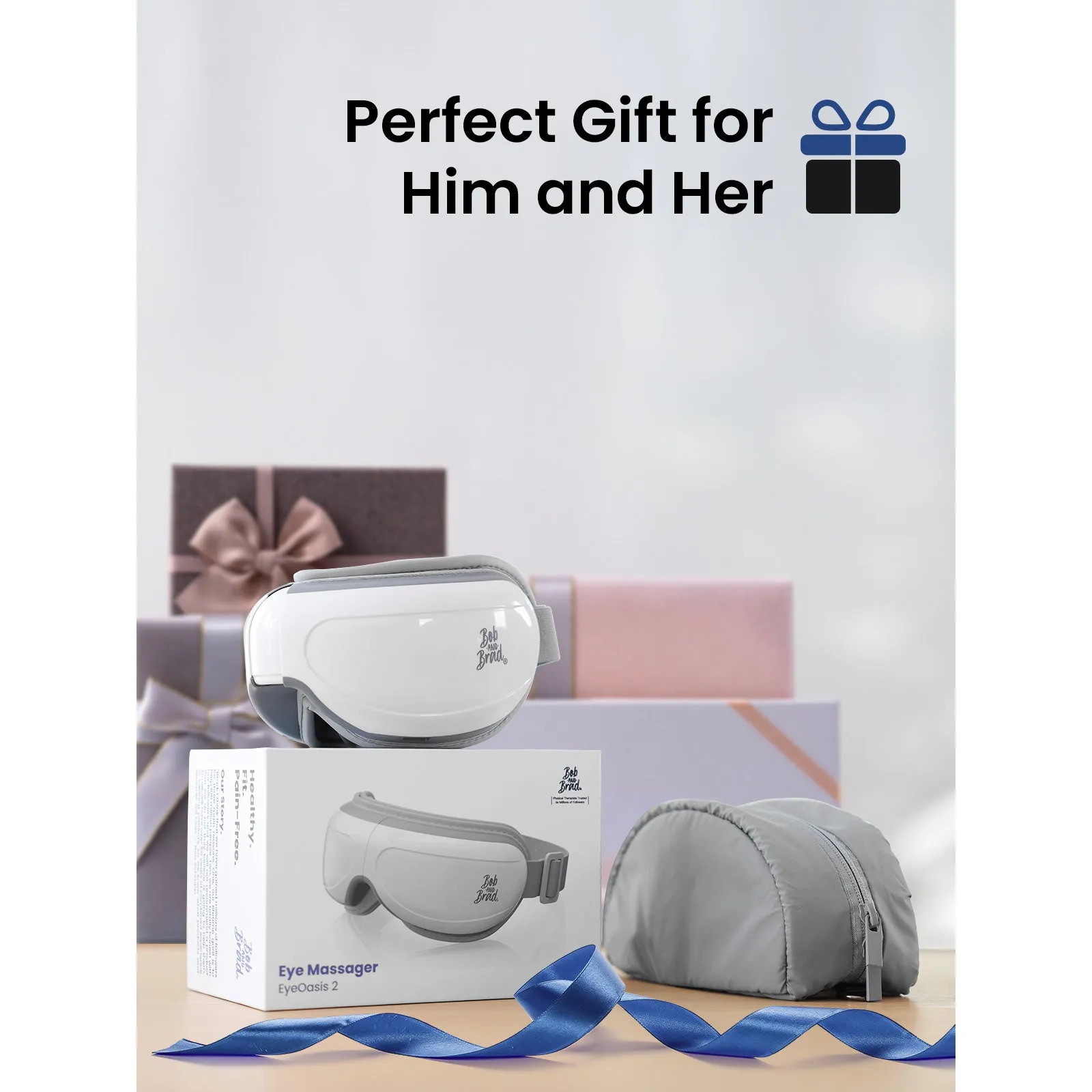 BOB AND BRAD Eye Massager with Heated Compression & Bluetooth Music for Eyes Relax Rejuvenate(White)