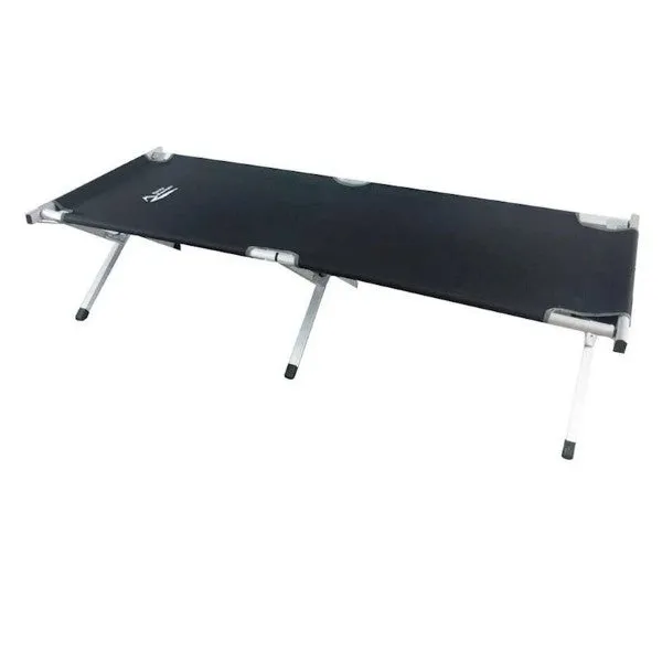 Camping Rocky Mountain Folding Aluminium Camp Stretcher Black