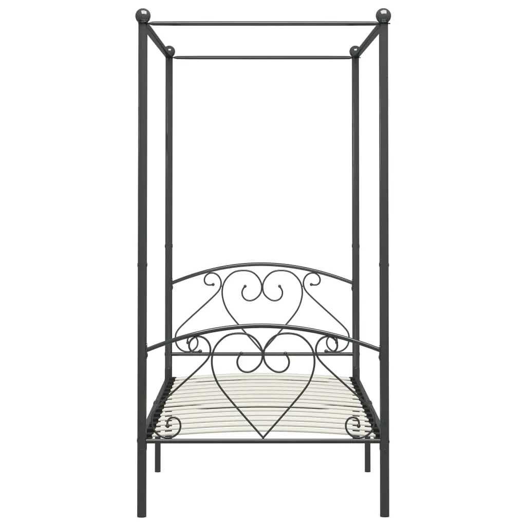 Canopy Bed Frame Grey Metal 120x200 cm
