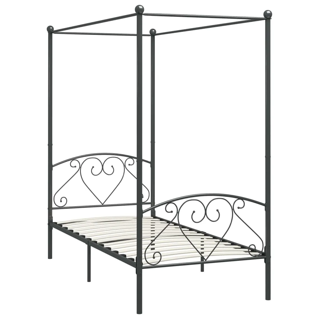 Canopy Bed Frame Grey Metal 120x200 cm