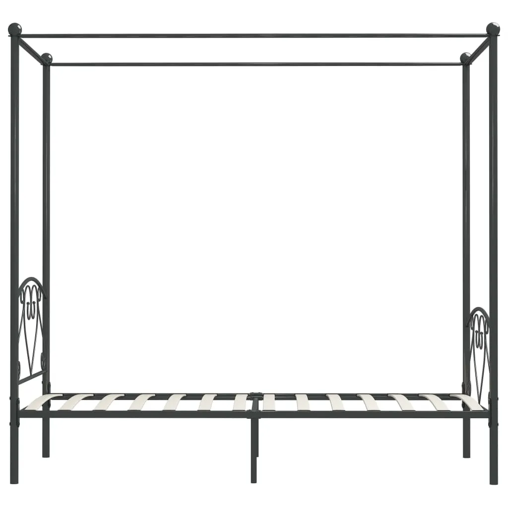 Canopy Bed Frame Grey Metal 120x200 cm