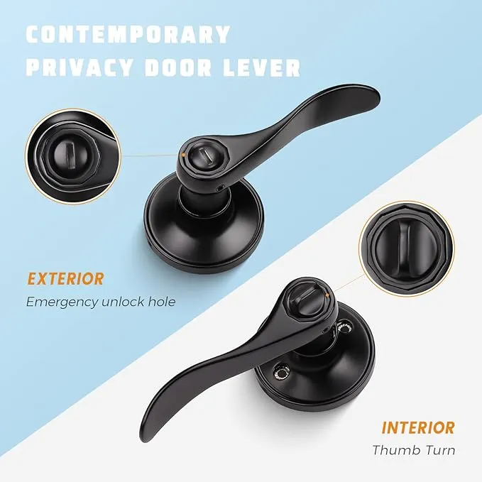 Colonial Style Push Button Privacy Door Levers - DL12061BK