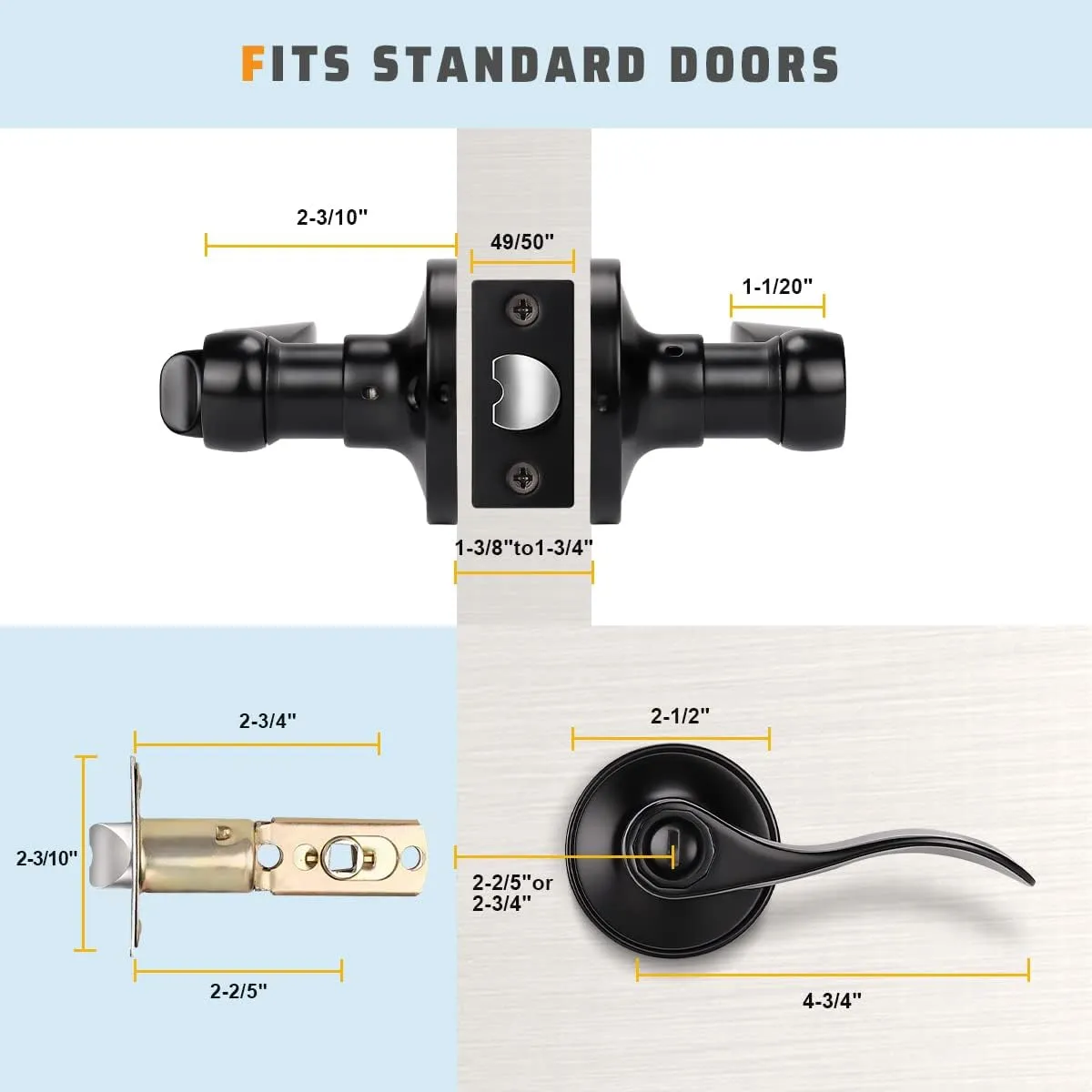 Colonial Style Push Button Privacy Door Levers - DL12061BK