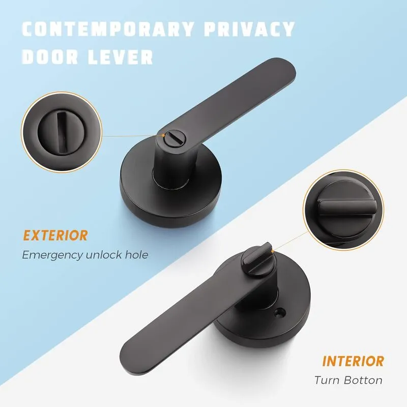 Contemporary Push Button Privacy Door Levers - DL03BK