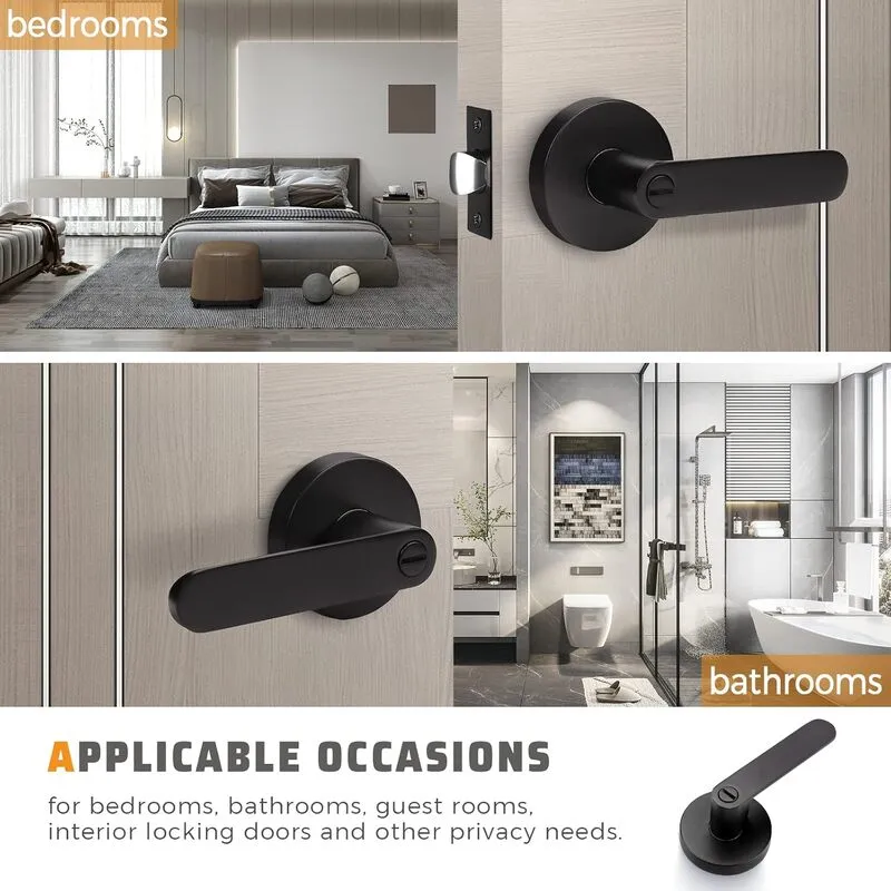 Contemporary Push Button Privacy Door Levers - DL03BK
