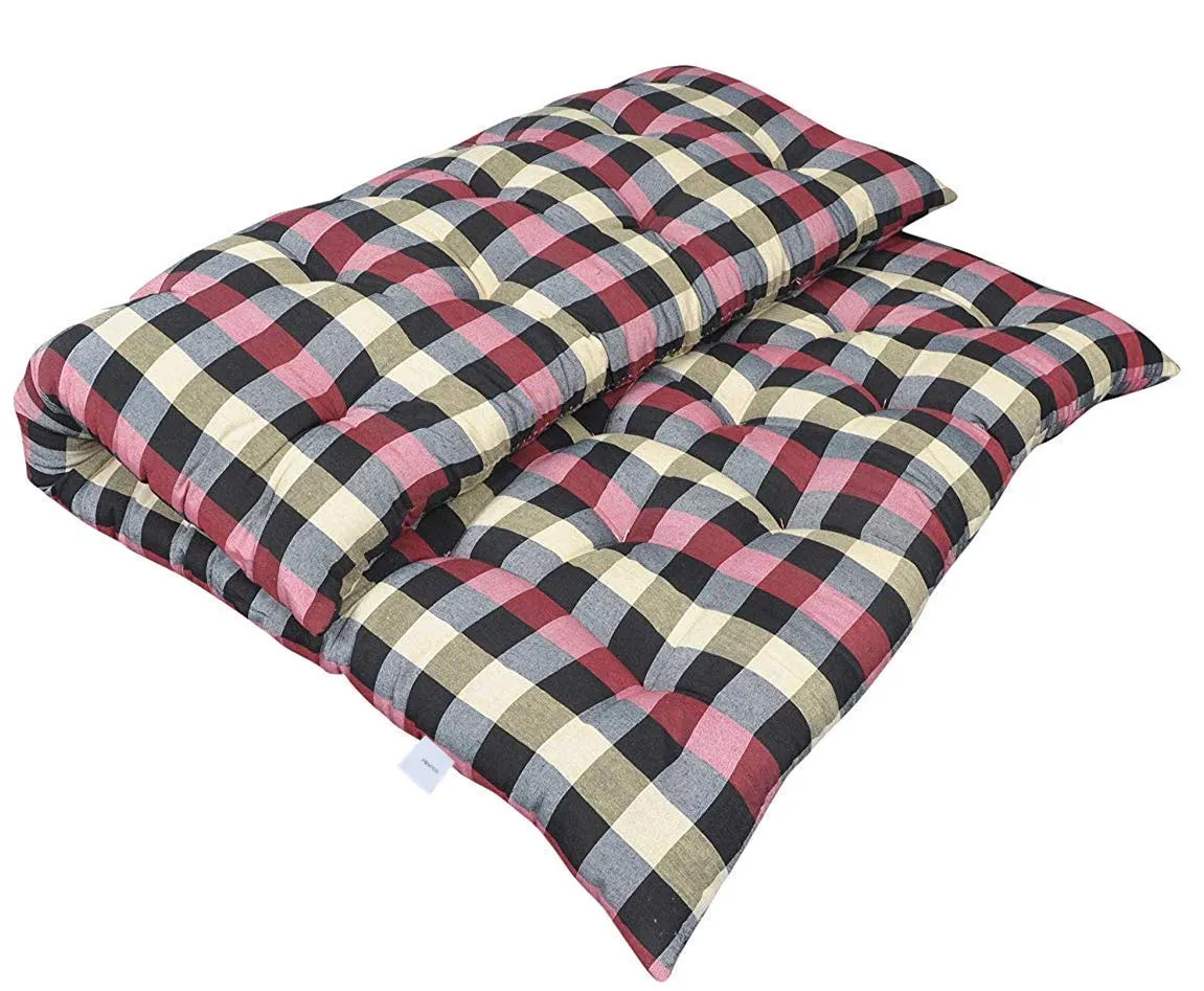 Deevine Craft King-Size Cotton Quilt Mattress | Multicolor Soft Double Bed Gadda | Eco-Friendly, 6X6 Ft Comfort - 72X72X2