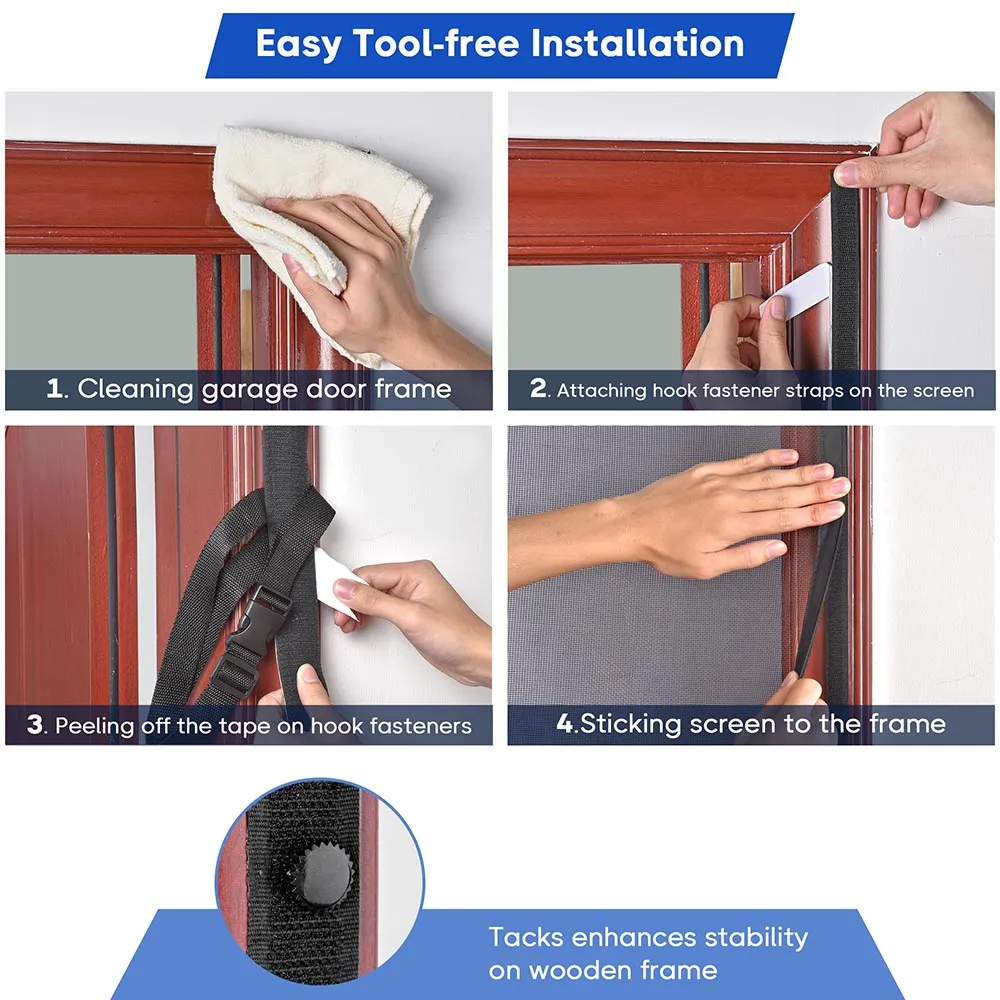 DIY Magnetic Screens for Garage Door Openings 16x7 ft.
