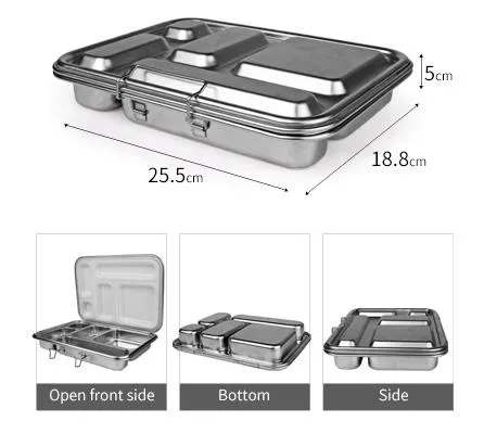 Ecococoon Stainless Steel Leakproof Bento Box - 5 compartment - Limoncello