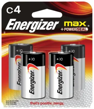 Energizer E93BP-4 Battery, 1.5 V Battery, 8 Ah, C Battery, Alkaline, Manganese Dioxide, Zinc, Rechargeable :EA: QUANTITY: 1