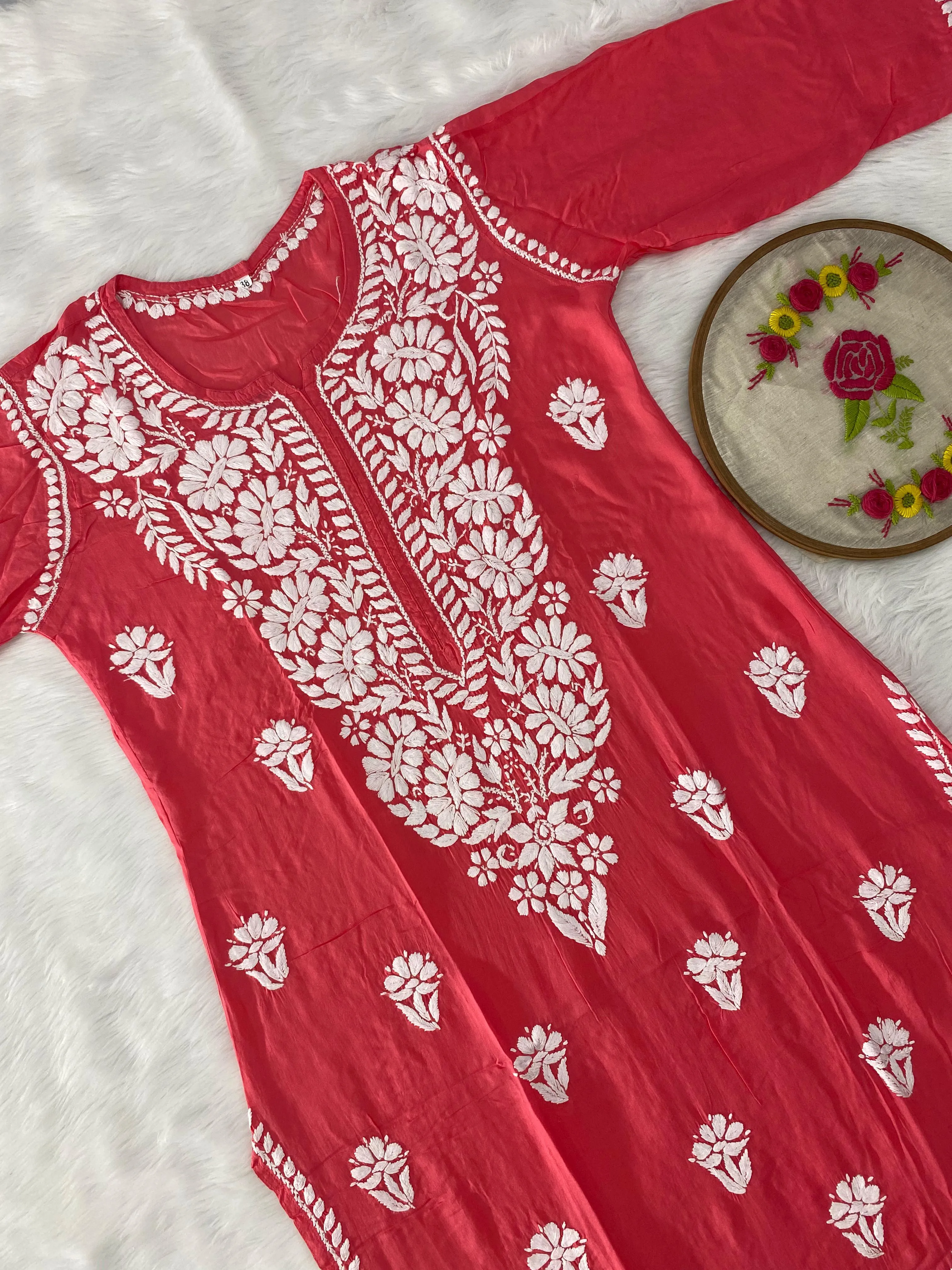 Exclusive Modal Kurti Set with Lycra Stretchable Pant- Peach color