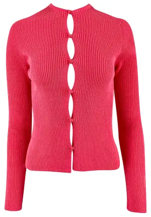 Fendi Compact Ribbed Cardigan in Kissed
