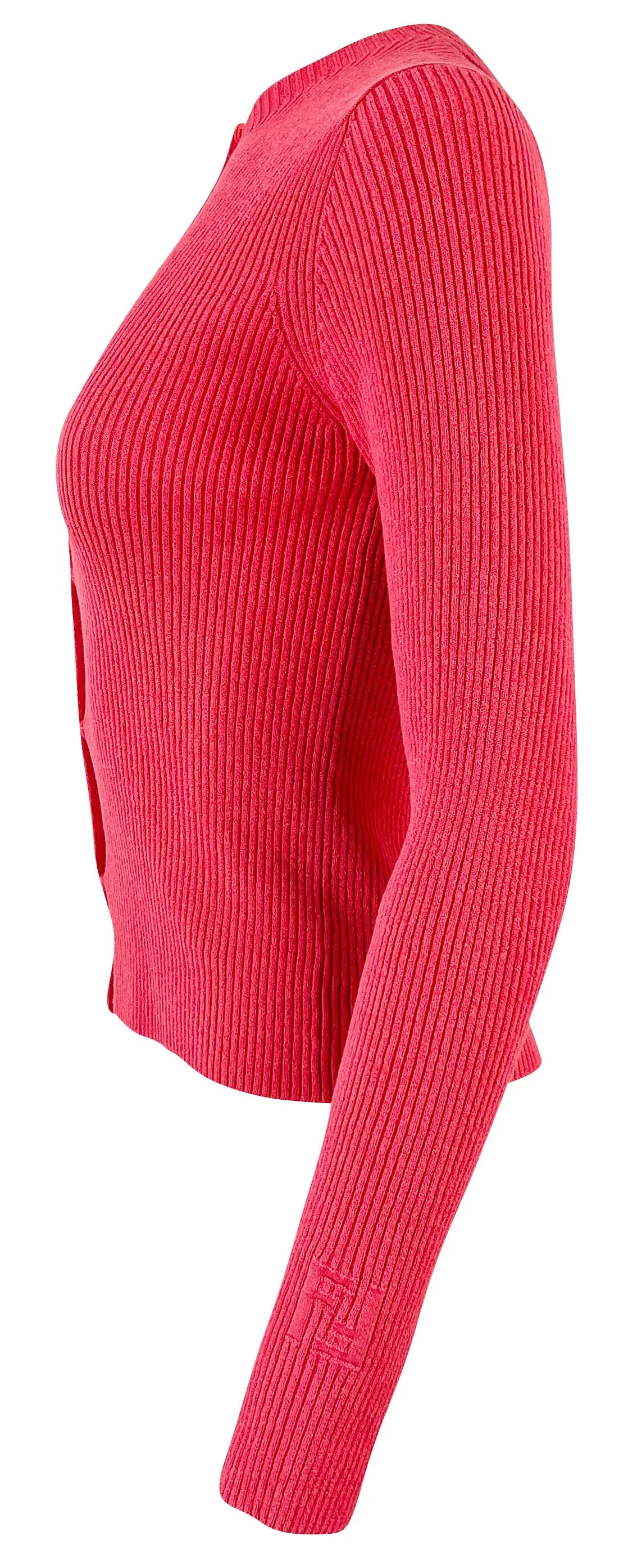 Fendi Compact Ribbed Cardigan in Kissed