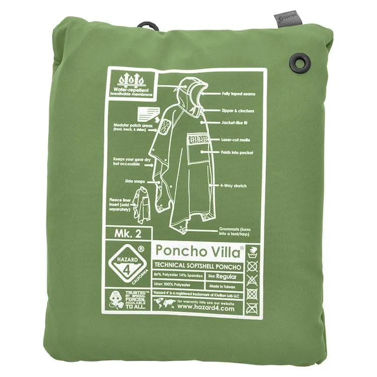 Hazard 4 Poncho Villa 2020 Version Technical Soft-Shell Poncho OD Green