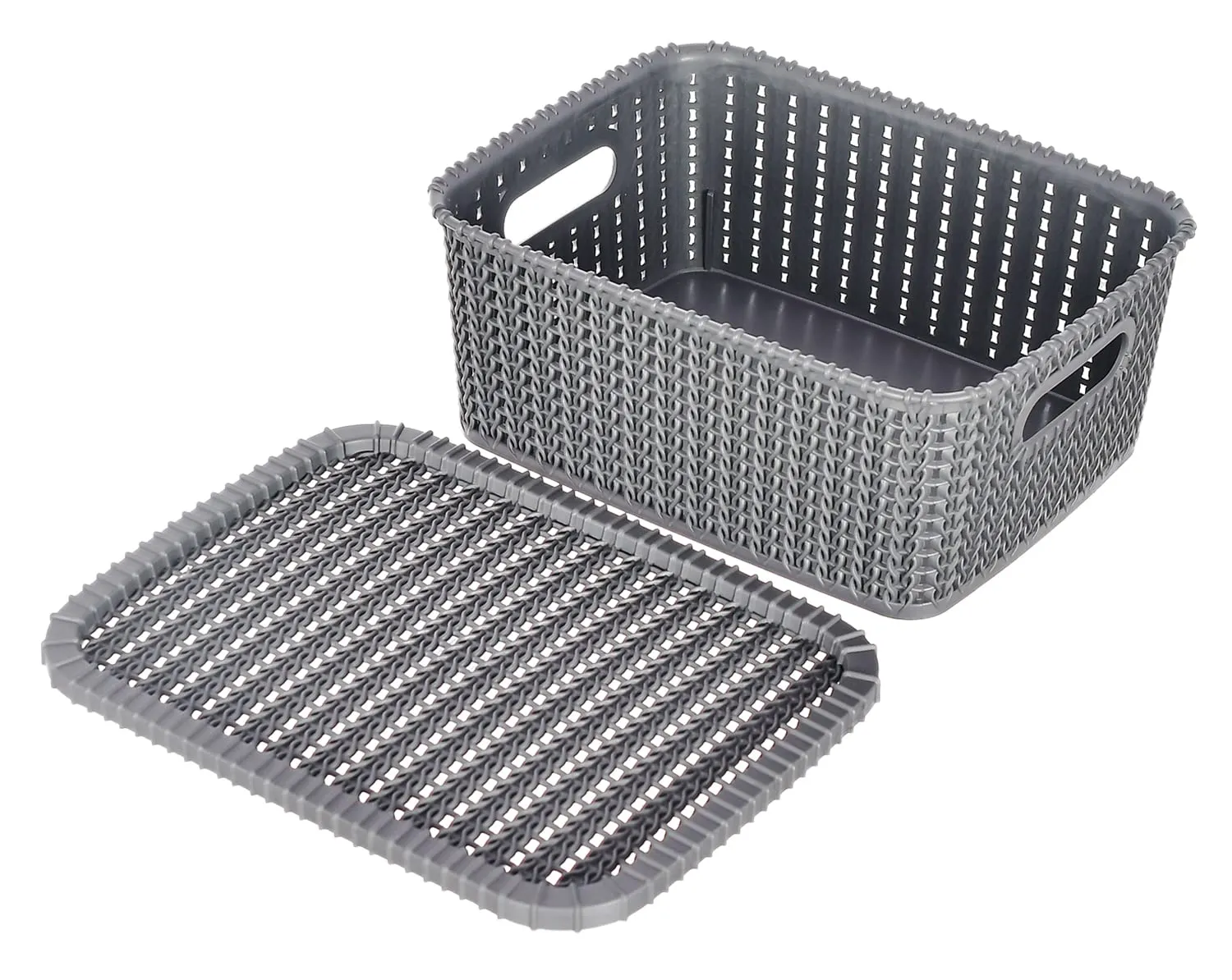 Heart Home Multiuses Large M 20 Plastic Basket/Organizer With Lid- Pack of 2 (Grey) -46HH071