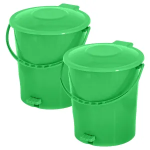 Heart Home Pedal Dustbin|Plastic Pedal Dustbin|Kitchen Waste Paper Bin|Dustbin For Bedroom|10 Liter Dustbin|Pack of 2 (Green)
