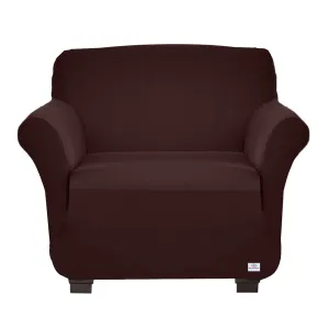 Heart Home Polyster Stretchable Single Seater Sofa Cover for Home, Office, Hotels with Foam Stick (Brown)-50HH01406