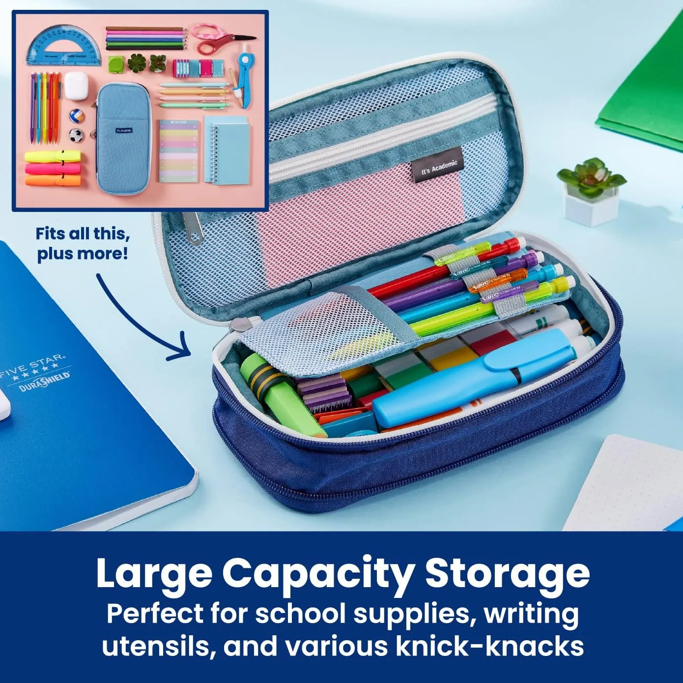 It's Academic Locking Pencil Case, For Office & School Supplies, Travel Organizer  Bag, Compact, High Capacity, Light Weight, Black