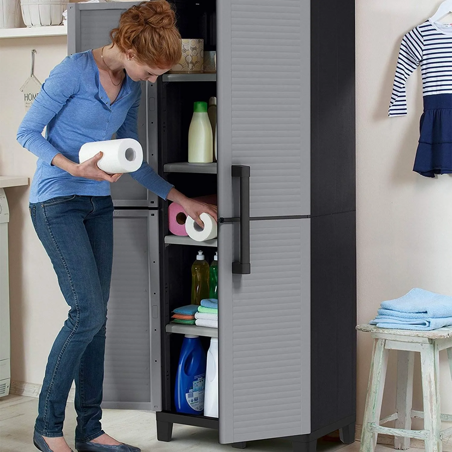 Keter Space Winner Resin Storage Cabinet: Doors, Shelves, Garage Organization