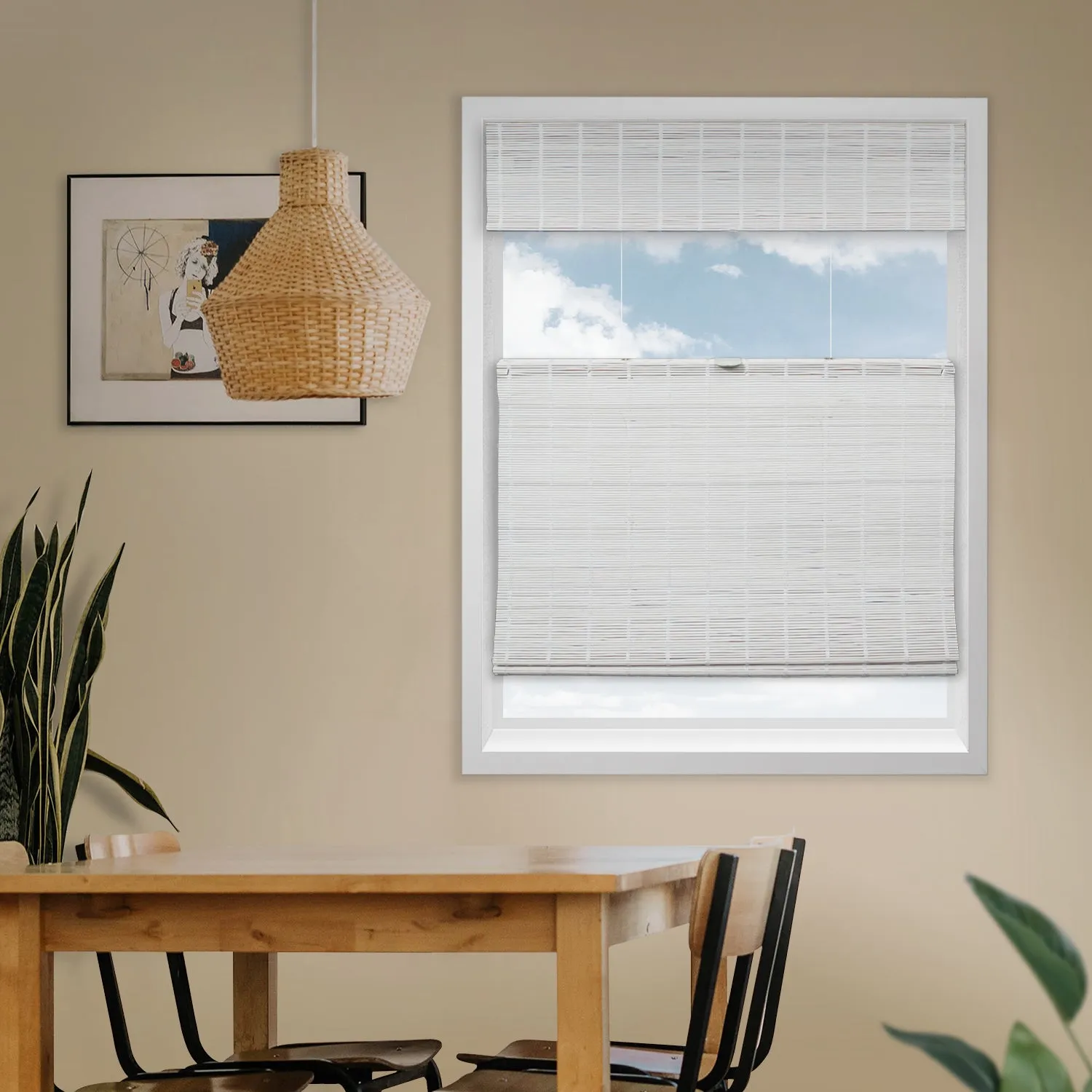 Light Filtering | Top Down Bottom Up Custom Natural Bamboo | Snow