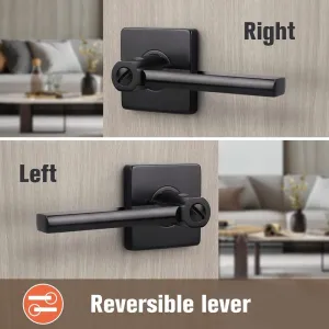 Mid Century Modern Push Button Privacy Door Levers - DL1603BK