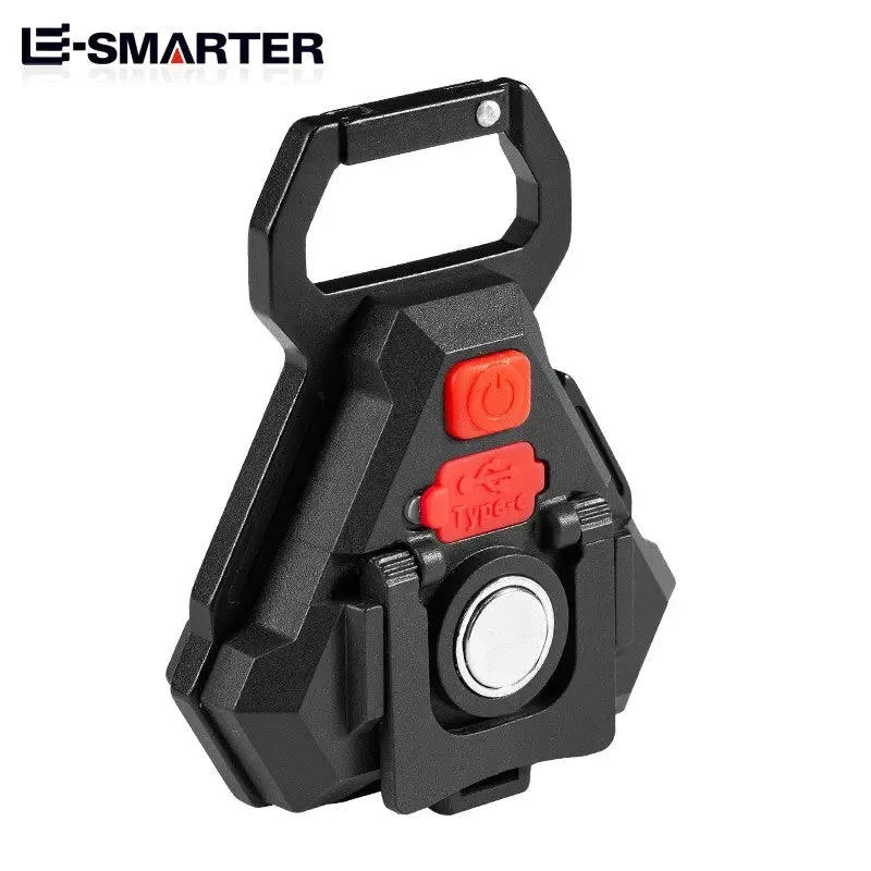 Multifunctional Mini Rechargeable Flashlight Strong Magnetic Adsorption COB Work Light LED Keychains For Outdoor Camping Fishing