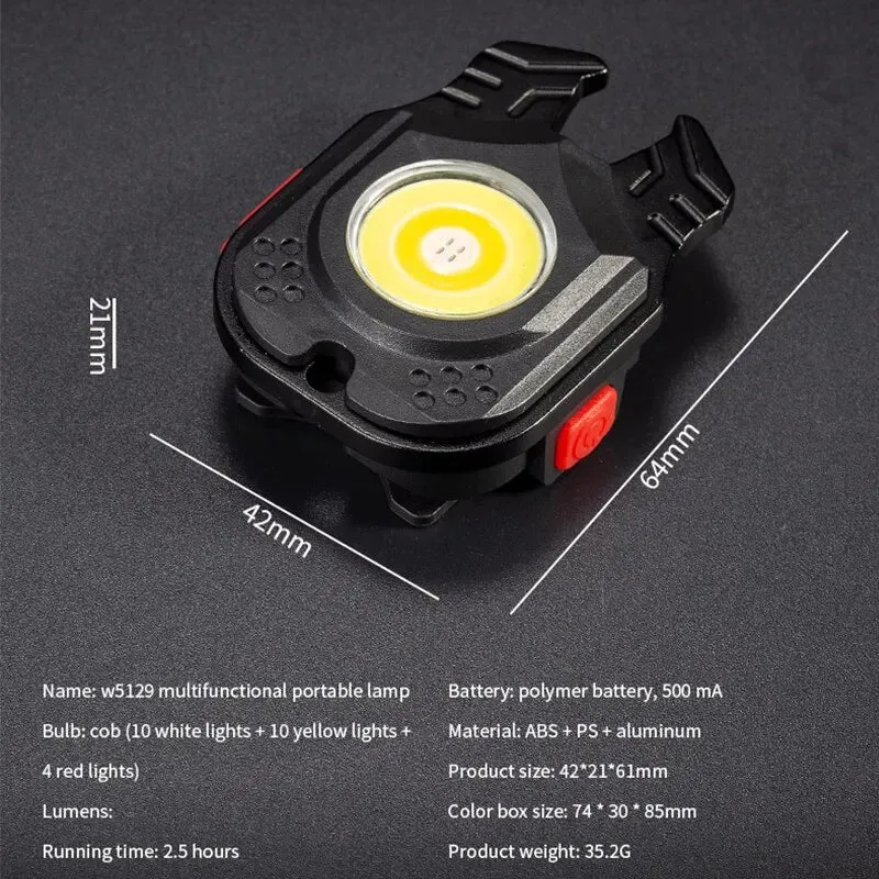 Multifunctional Mini Rechargeable Flashlight Strong Magnetic Adsorption COB Work Light LED Keychains For Outdoor Camping Fishing