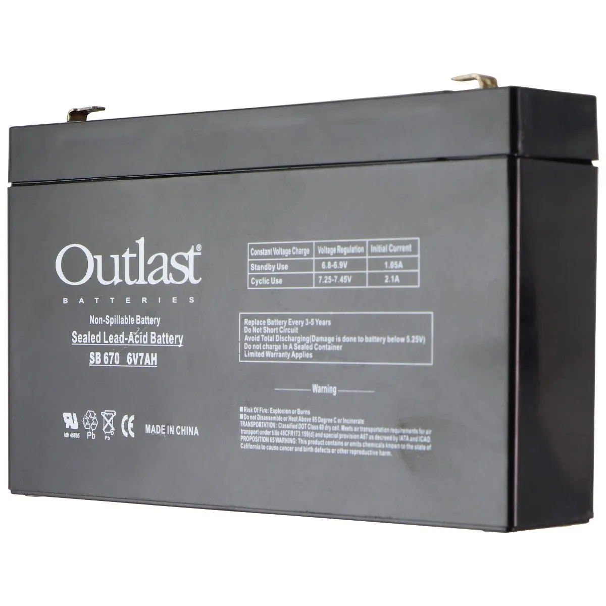 Outlast (6V/7Ah) SLA Replacement Battery for Kids Ride on Toy (SB-670)